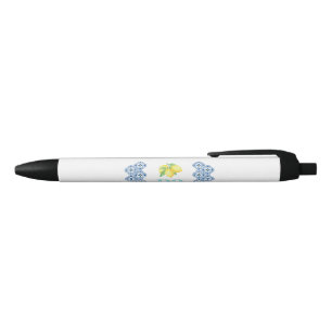 Stylo Noir Logo Carrelage Méditerranéen au Citron Aquarelle
