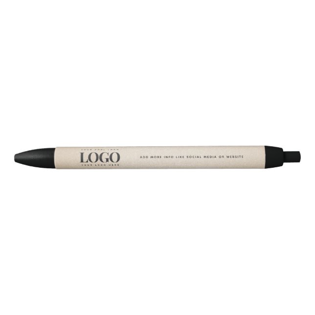 Stylo Noir Logo de l'entreprise de sable beige Business Custo (Devant)