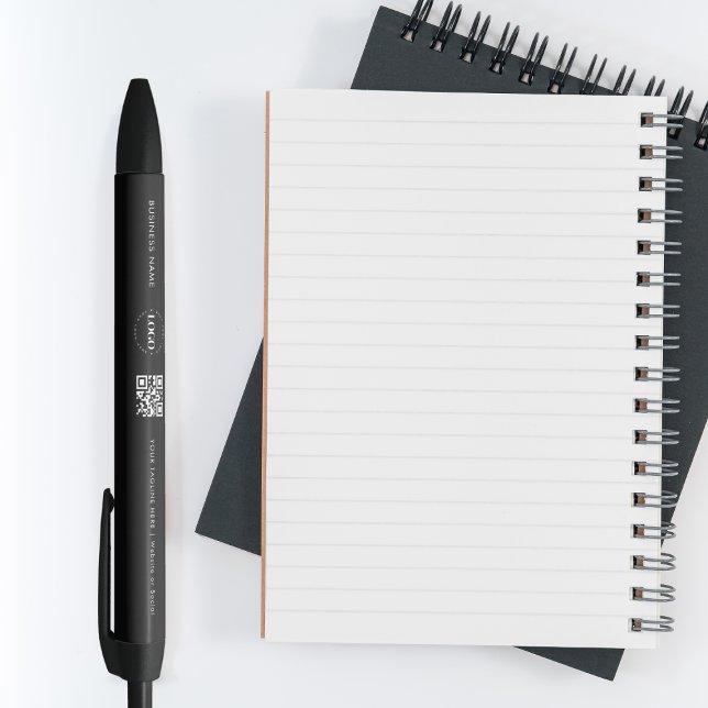 Stylo Noir Logo de l'entreprise personnalisée QR Code et text (Créateur téléchargé)