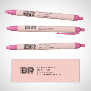 Stylo Noir Logo de marque monogramme moderne élégant rose ten
