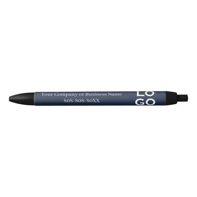 Stylo Noir Logo de société ou d'entreprise personnalisé sur f (Devant)