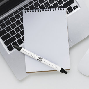Stylo Noir Logo d'entreprise carré QR Code et texte promotion