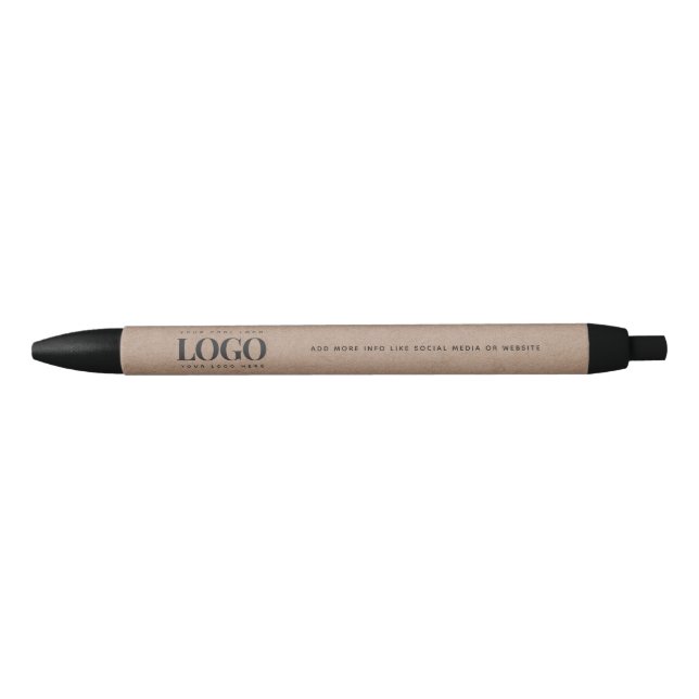 Stylo Noir Logo d'entreprise Earthy Kraft (Devant)