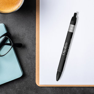 Stylo Noir Logo d'entreprise en noir blanc monogrammé