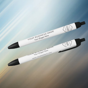 Stylo Noir Logo d'entreprise minimaliste White promotionnel