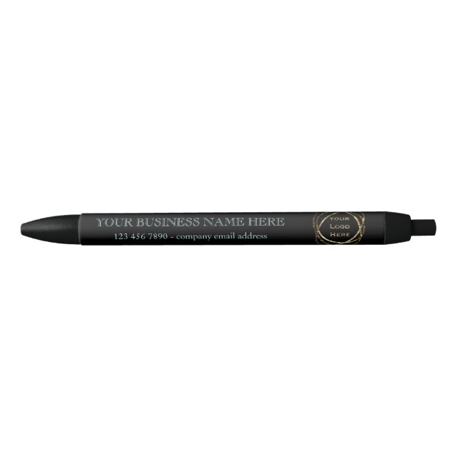 Stylo Noir Logo d'entreprise moderne Promo Aqua sur Noir (Devant)
