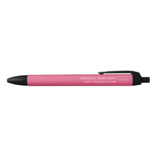 Stylo Noir Logo d'entreprise personnalisé, nom blanc sur rose