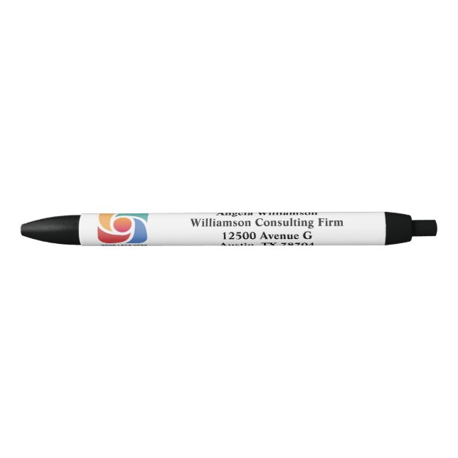 Stylo Noir Logo d'entreprise simple personnalisé Marketing d' (Devant)