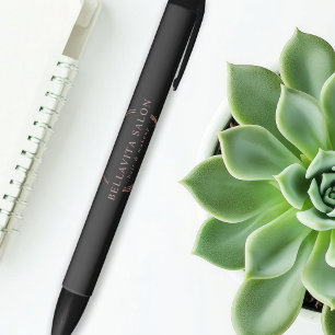 Stylo Noir Logo du rose Gold Circle Salon