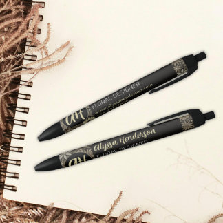 Stylo Noir Logo élégant moderne pour entreprise de fleuriste 