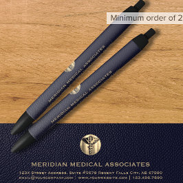 Stylo Noir Logo Médicale Blue Gold Ink Pe
