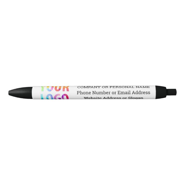 Stylo Noir Logo Personnalisé Entreprise Cadeau promotionnel E (Devant)