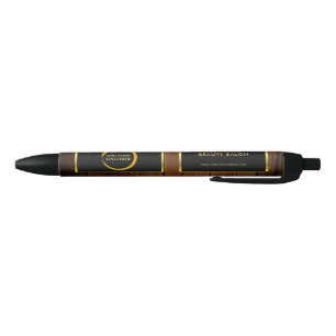 Stylo Noir Logo professionnel motif en or noir moderne