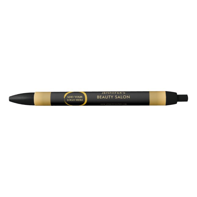 Stylo Noir Logo promotionnel professionnel en or noir moderne (Devant)