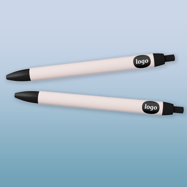 Stylo Noir Logo Simple Entreprise Promotionnel Blush Pink (Logo promotional business pens)