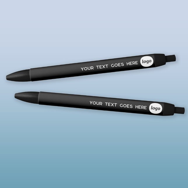 Stylo Noir Logo Texte commercial promotionnel (Logo and text custom business promotional pen)