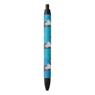 Stylo Noir Loup ombragé sur bleu