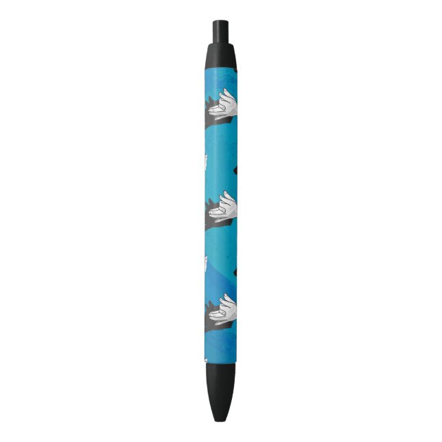 Stylo Noir Loup ombragé sur bleu (devant Vertical)