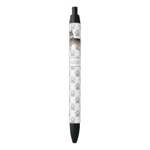 Stylo Noir Louveteau Gris Sombre Husky Sibérien Dessin Animé 