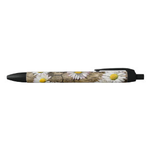Stylo Noir Love Heart Daisies