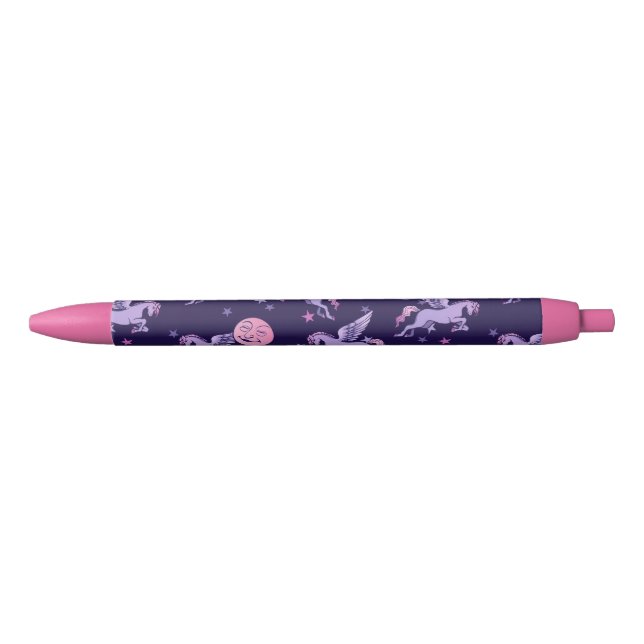 Stylo Noir Lune rose Pegasus (Devant)