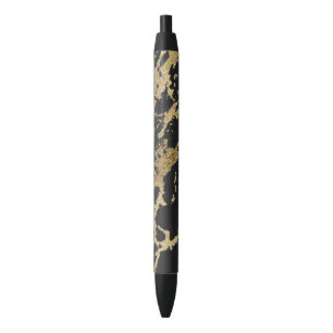 Stylo Noir Magnifique parties scintillant en faux or moderne