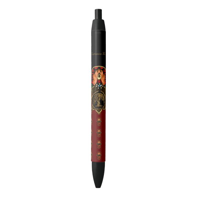 Stylo Noir Main de Hamsa feat : Arbre de vie (devant Vertical)