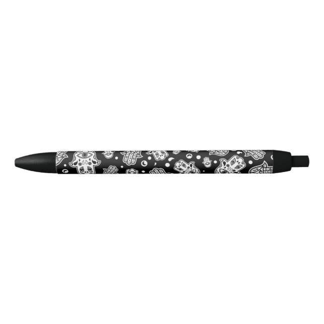 Stylo Noir Main de Hamsa - Main de Fatima noir et blanc (Devant)