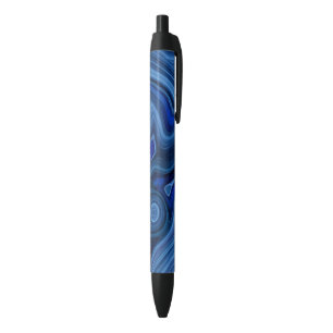 Stylo Noir Malachite bleue Minéral Gemme unique Géologie