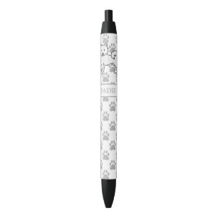 Stylo Noir Malamute d'Alaska blanc, chien de dessin animé & n