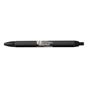 Stylo Noir Manger Dormir Baseball Répéter Drôle Joueur de Bas