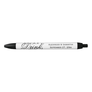 Stylo Noir Mangez, buvez et soyez marié Mariage personnalisé