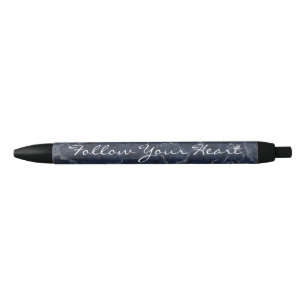 Stylo Noir Marbre bleu foncé Suivez votre citation du coeur