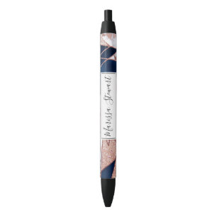 Stylo Noir Marbre géométrique de la Parties scintillant Ros