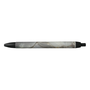 Stylo Noir Marbre Gris avec Veine d'Or
