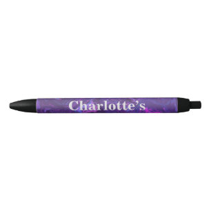 Stylo Noir Marbre violet moderne Abstrait Retour à l'école