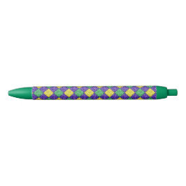 Stylo Noir Mardi Gras Harlequin Motif du carnaval de Diamond