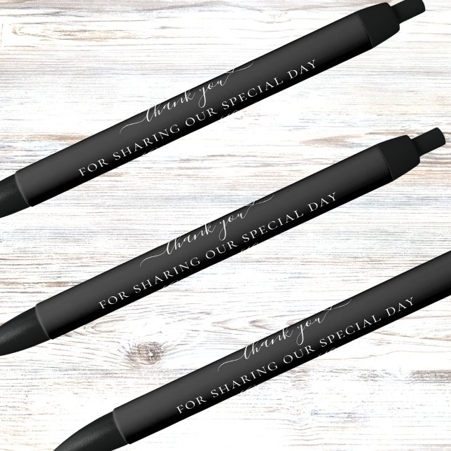 Stylo Noir Mariage de script noir blanc merci (Créateur téléchargé)