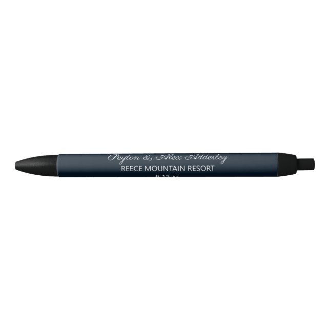 Stylo Noir Mariage marié Groom Guest Cadeau Marine Bleu (Devant)
