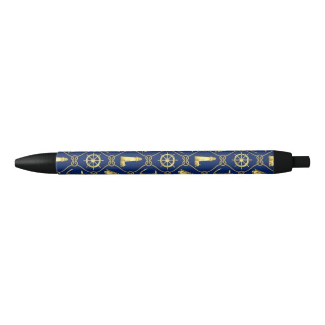 Stylo Noir Marine Bleu et Or Nautique (Devant)