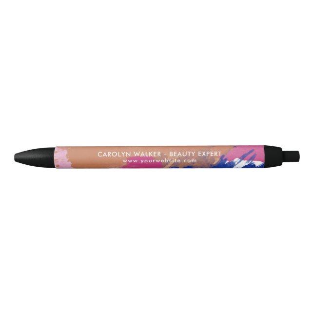 Stylo Noir Marine et fuchsia - traçages d'aquarelle - nom (Devant)