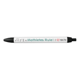 Stylo Noir Mathletes Règle I Love Math et i 8 sum pi Fun