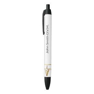Stylo Noir Médecine vétérinaire Or V Elégant Asclépios Vétéri