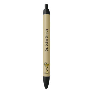 Stylo Noir Médicale Snake Bowl Beige Hygieia Gold Caduceus