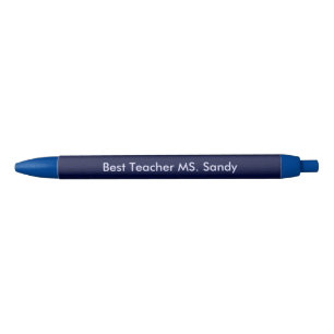 Stylo Noir Meilleur Enseignant Ajouter Nom Bleu Texturé