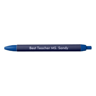 Stylo Noir Meilleur Enseignant Ajouter Nom Bleu Texturé