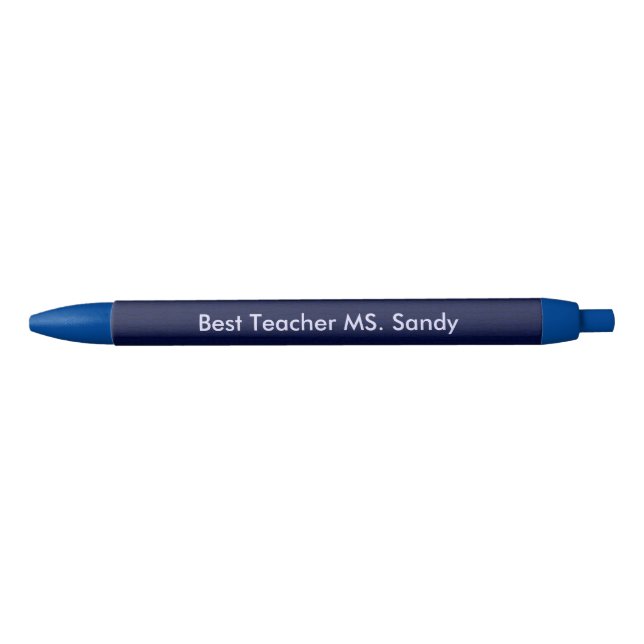 Stylo Noir Meilleur Enseignant Ajouter Nom Bleu Texturé (Devant)
