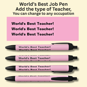 Stylo Noir Meilleur Enseignant du Monde Ajouter le type, ou u