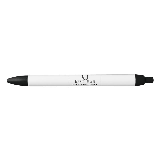 Stylo Noir Meilleur homme Groomsman Monogrammed Bow Cravate M (Devant)