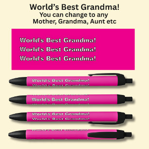 Stylo Noir Meilleure grand-mère du monde ! - Peut modifier le